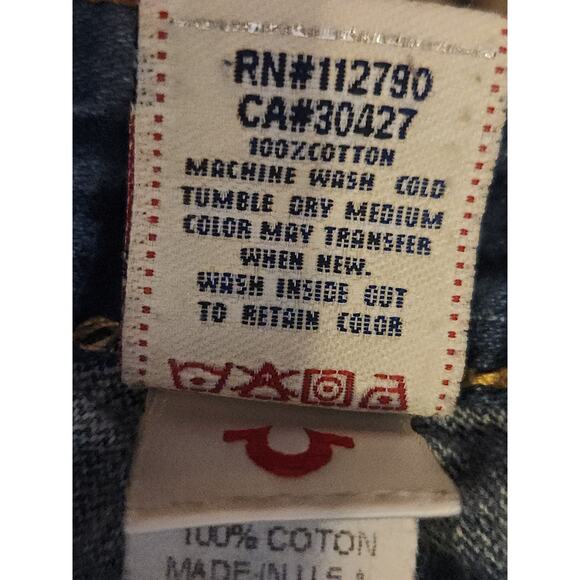 True Religion Jeans Women's Tag 27" Act 28" Flare Distressed Joey Flap Pockets - Picture 5 of 10